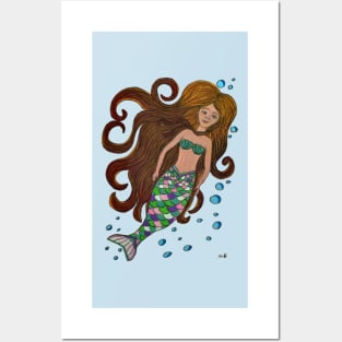 Mermaid with Bubbles Posters and Art